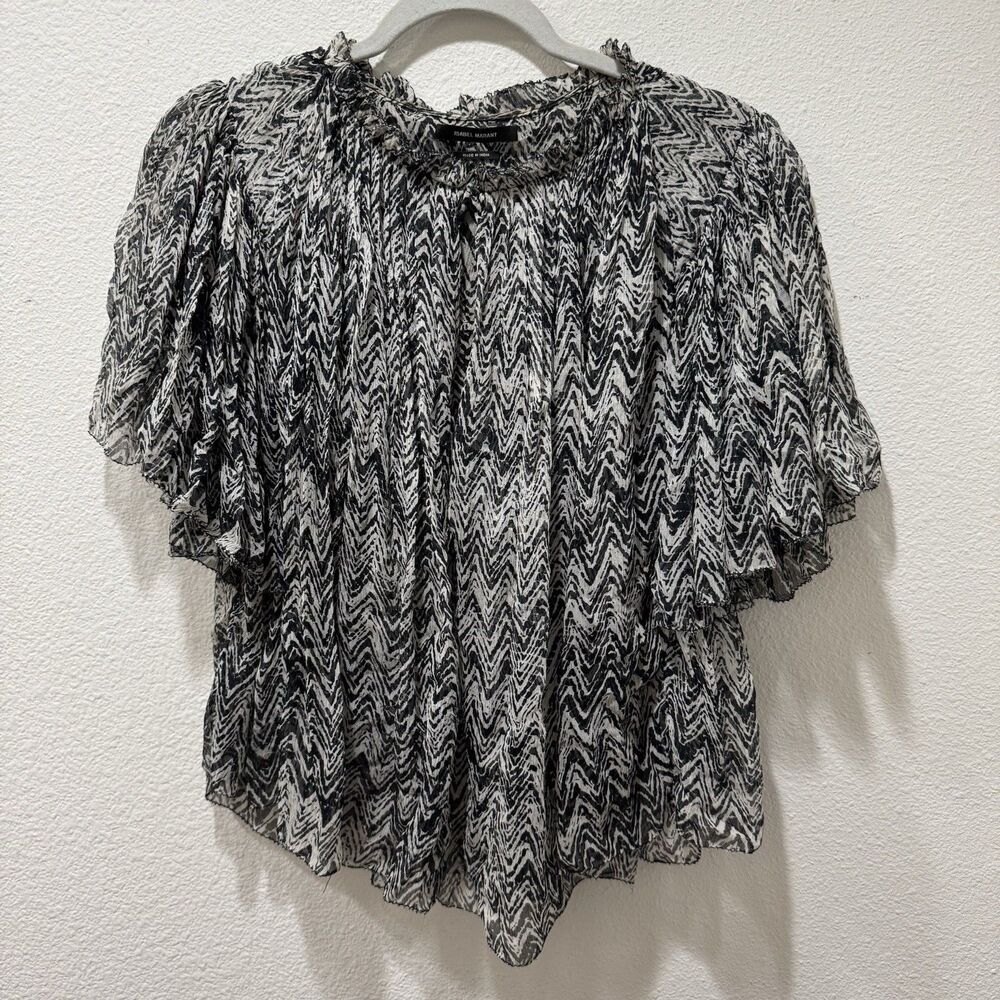 ISABEL MARANT 100% Silk Pleated Crêpe de Chine Blouse Top Women’s Sz FR 38 US 6
